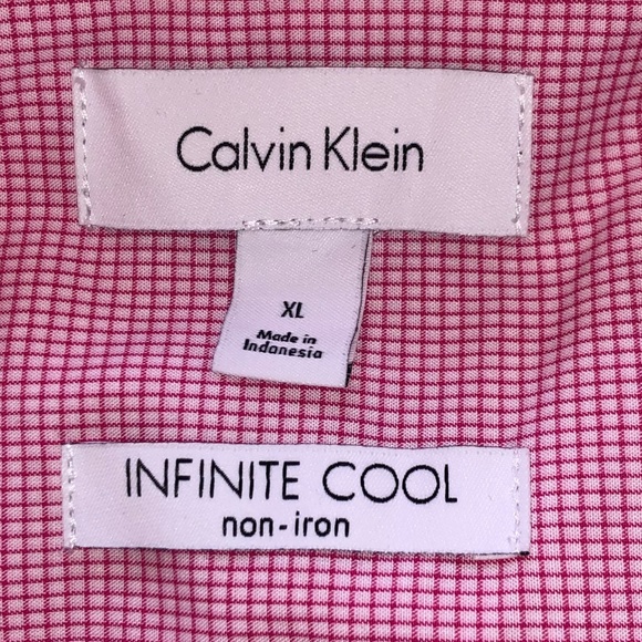 Calvin Klein Red Graph Check Dress Shirt, XL - Picture 4 of 4